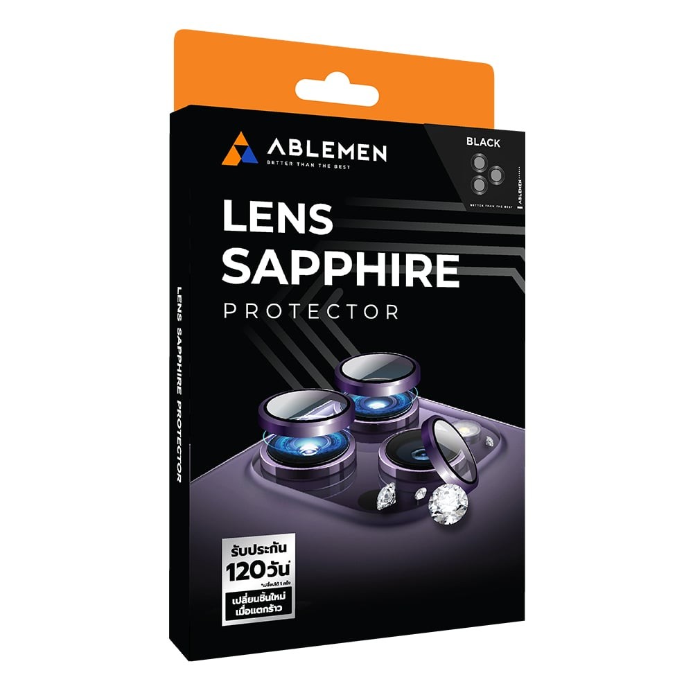แหวนโลหะป้องกันเลนส์กล้อง Ablemen Camera Lens Sapphire iPhone 14Pro/14Pro Max Black