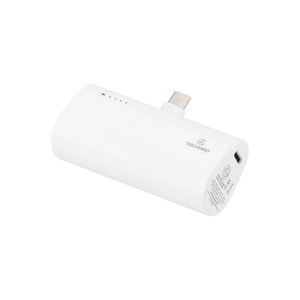 พาวเวอร์แบงค์ TECHPRO 5000 mAh Type-C 20W output P5-C White