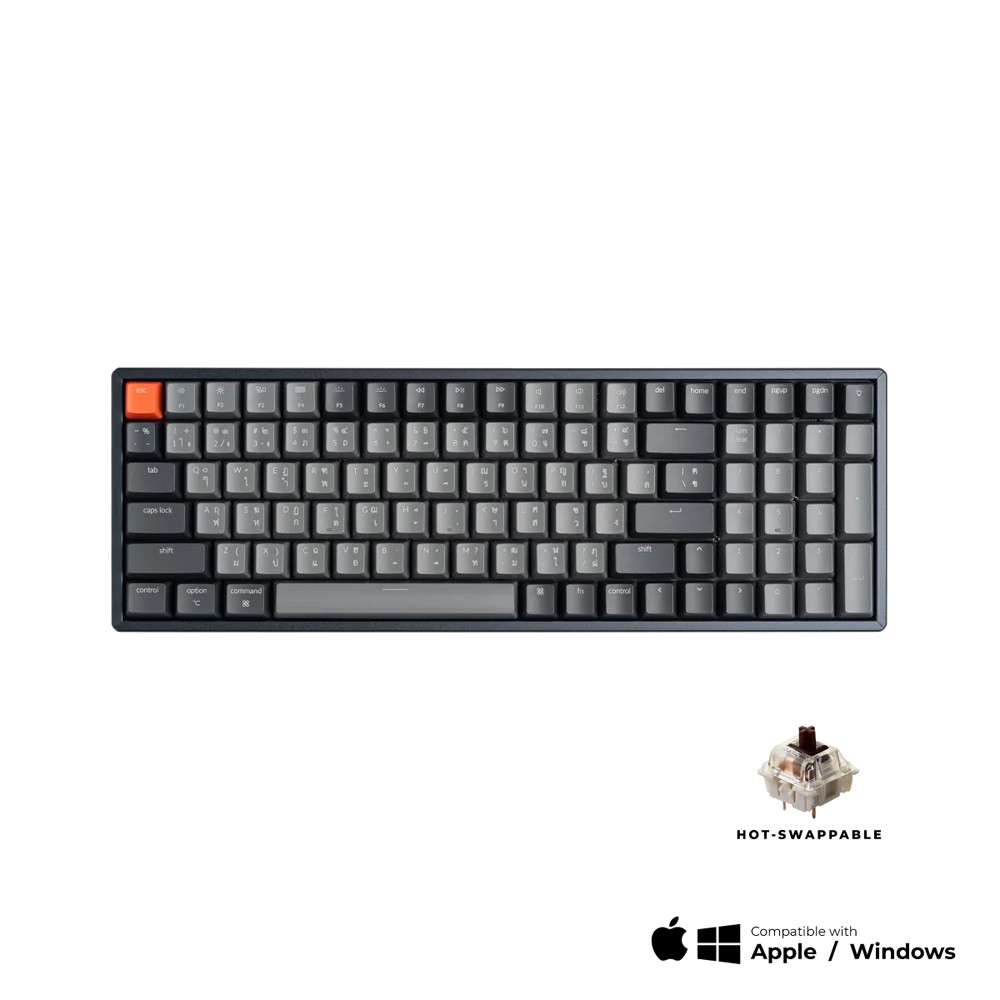 คีย์บอร์ดเกมมิ่ง Keychron Gaming Keyboard K4 V.2 Wireless Mechanical Gateron (Hot-swappable) Brown Switch