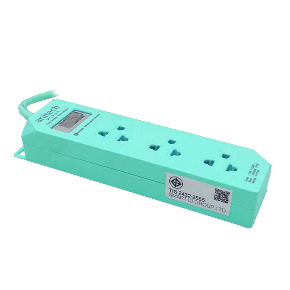 รางปลั๊กไฟ Anitech TIS Plug 3 Way 1 Switch 3M. (H1233) Mint