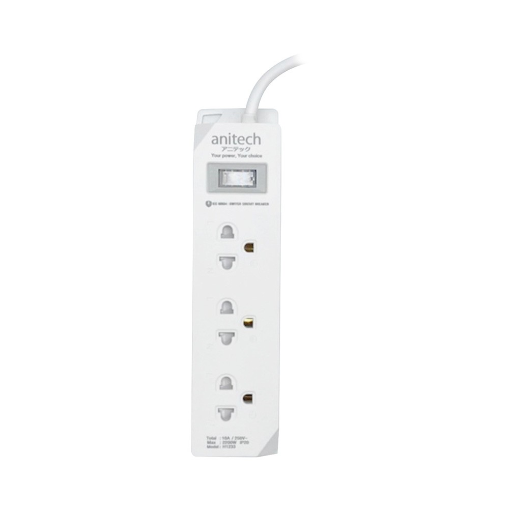 รางปลั๊กไฟ Anitech 3 Way 1 Switch 3M. (H1233) 