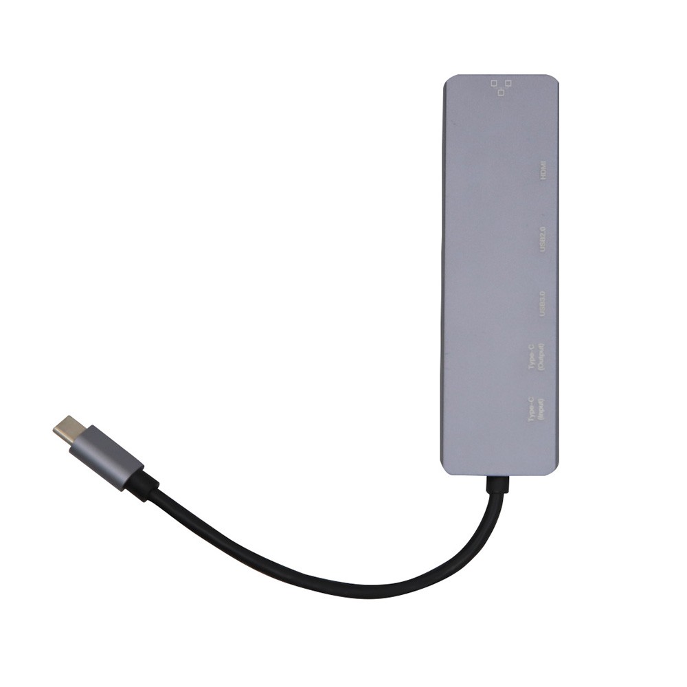 Anitech Port Hub USB-C to USB-A 3.0, USB-A 2.0, HDMI, Micro/SD Card, PD (RA502) Gray