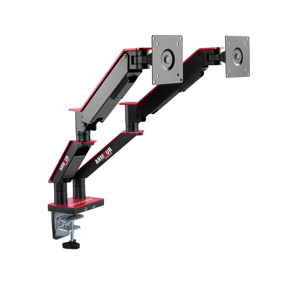 แขนจับจอมอนิเตอร์ ERGONOZ Dual Monitor Arm Twin Armour (EGN-ARMOUR-D) Black/Red