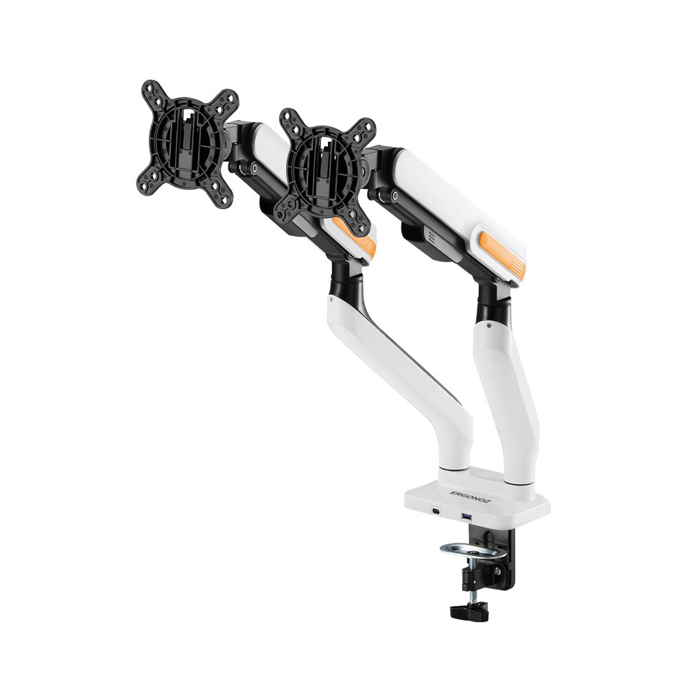 แขนจับจอมอนิเตอร์ ERGONOZ Dual Monitor Arm Twin Trazer (EGN-TRAZER-D) White/Orange