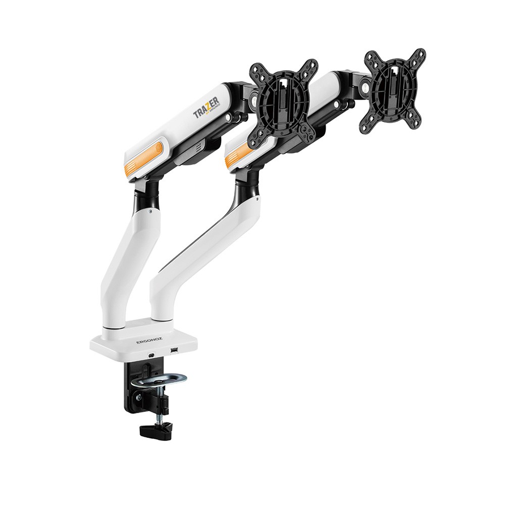 แขนจับจอมอนิเตอร์ ERGONOZ Dual Monitor Arm Twin Trazer (EGN-TRAZER-D) White/Orange