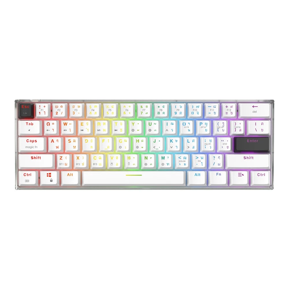 คีย์บอร์ดเกมมิ่ง Fantech Gaming Keyboard MK860 Mechanical White Wireless (Red Switch)