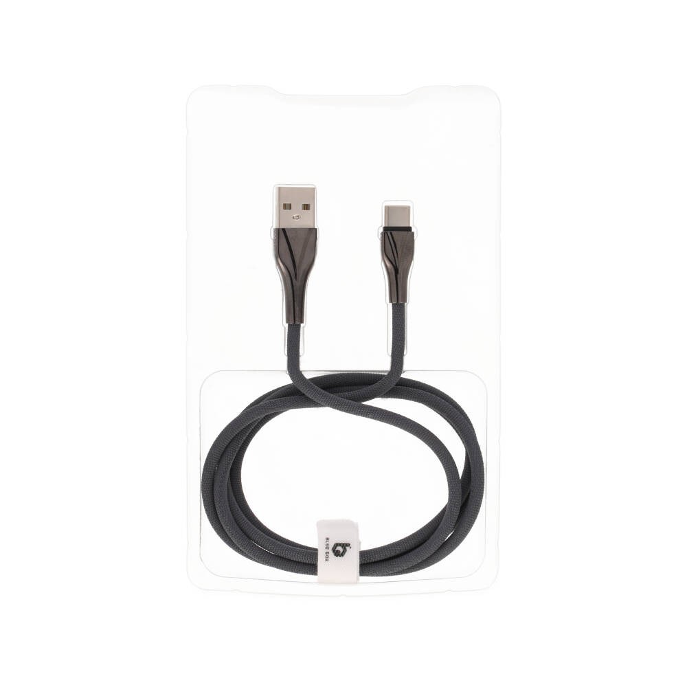 สายชาร์จ Blue Box USB-A to USB-C Cable Copper+Knitting wire 1 เมตร 3A Dark Gray