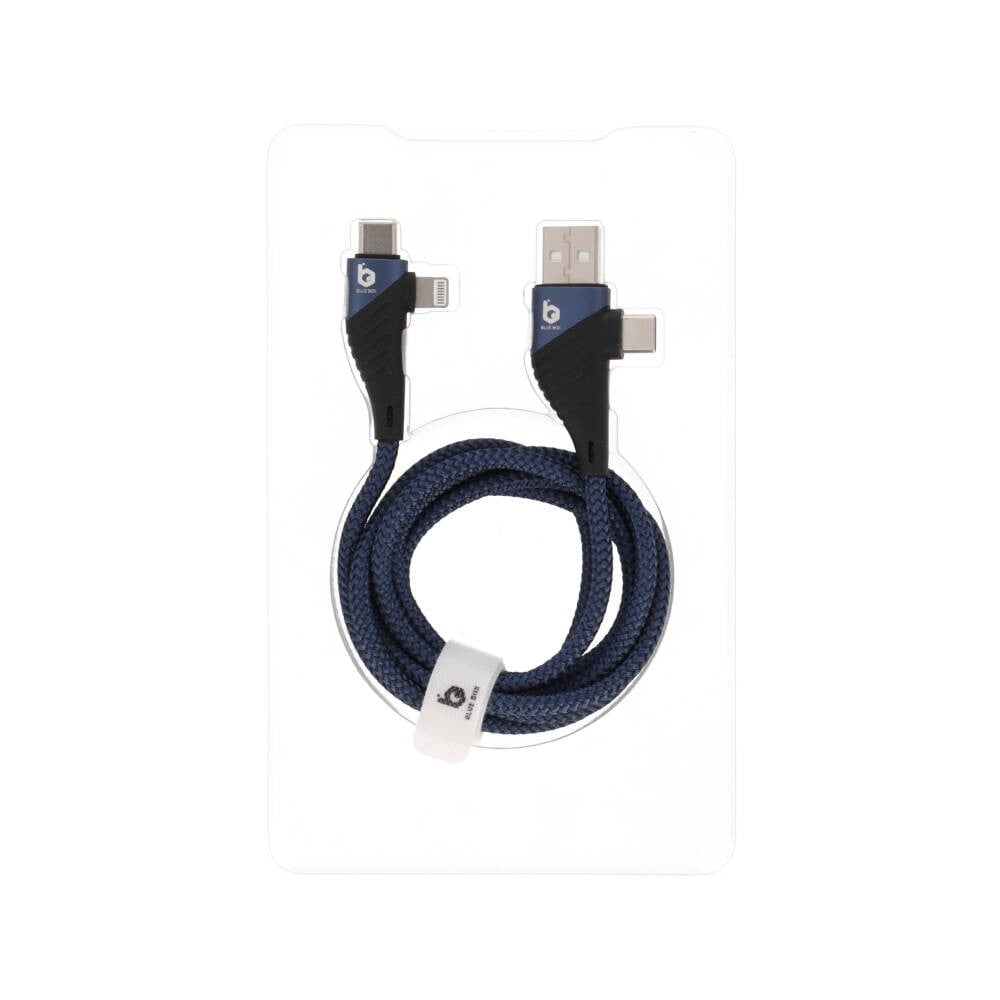 สายชาร์จ Blue Box Multifunctional 4 in 1 Fast Charge & Data Sync Cable - Blue