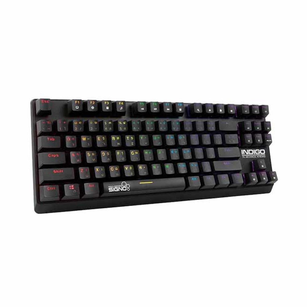 คีย์บอร์ดเกมมิ่ง Signo Gaming Keyboard INDIGO KB-718 MINI RGB Mechanical Blue Switches (Optical SW)