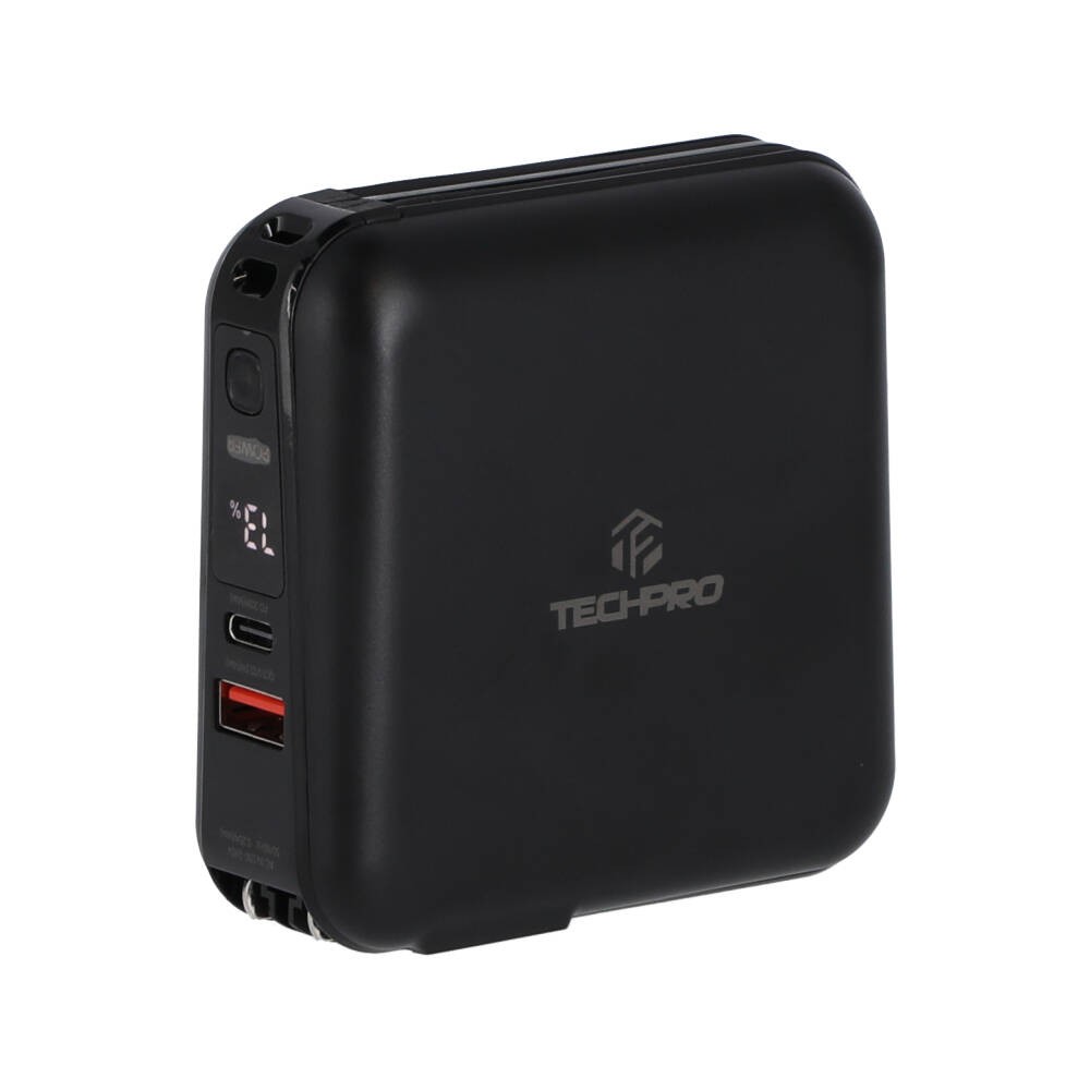 พาวเวอร์แบงค์ TECHPRO ความจุ 15,000 mAh Black