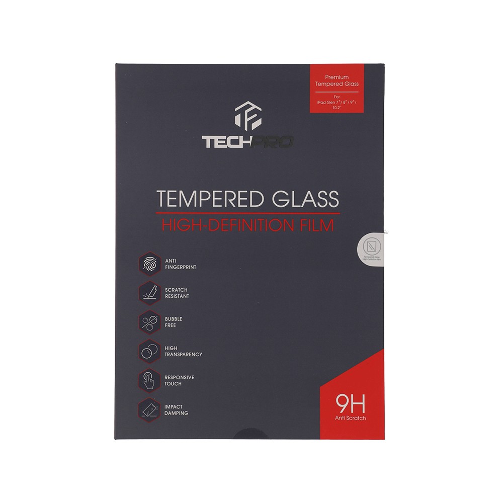ฟิล์มกันรอย TECHPRO Tempered Glass High-Definition iPad Gen 7/8/9 (10.2inch)