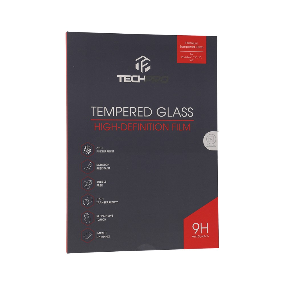 ฟิล์มกันรอย TECHPRO Tempered Glass High-Definition iPad Gen 7/8/9 (10.2inch)