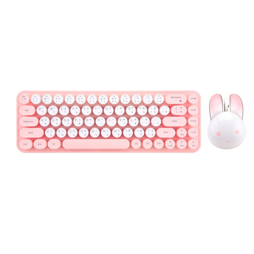 คีย์บอร์ดและเมาส์ไร้สาย MOFii Wireless Mouse + Keyboard Bunny Pink Milk