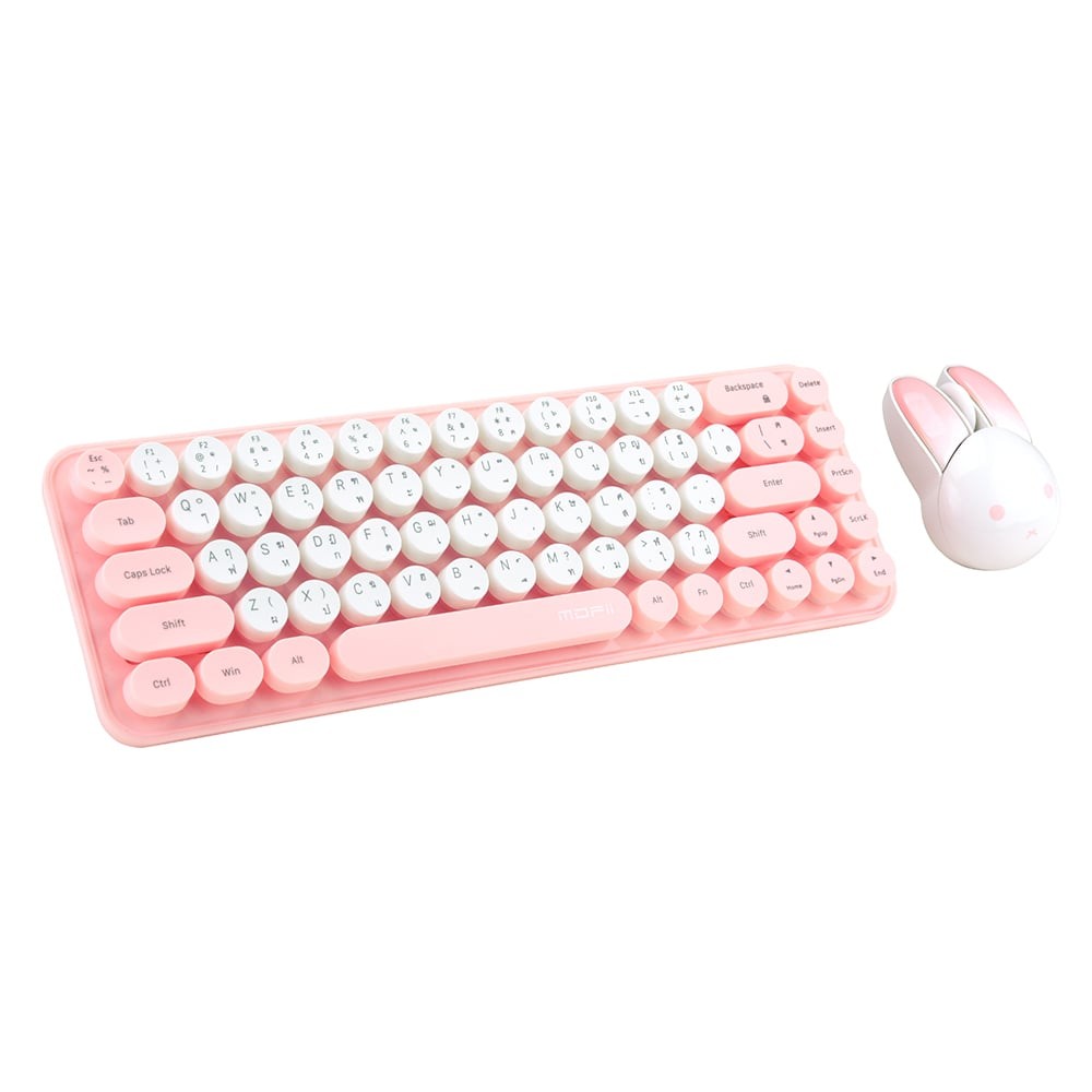 คีย์บอร์ดและเมาส์ไร้สาย MOFii Wireless Mouse + Keyboard Bunny Pink Milk