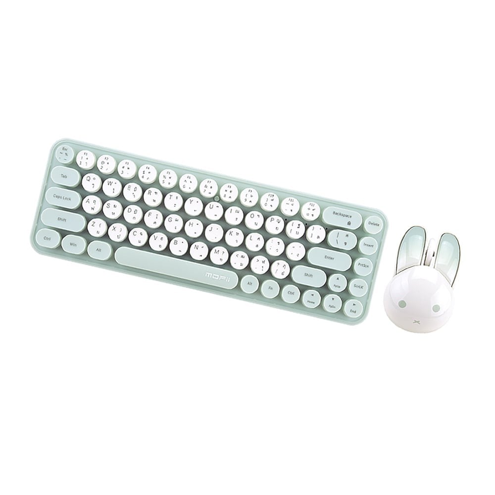 คีย์บอร์ดและเมาส์ไร้สาย MOFii Wireless Mouse + Keyboard Bunny Green Mint