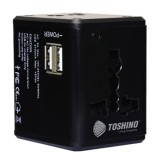 ปลั๊กแปลงไฟ Toshino Travel Adapter 2 USB Charger 4in1 (DE206) Black