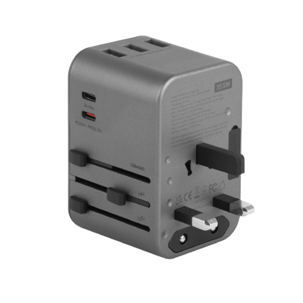 หัวแปลงปลั๊กไฟ Energea Universal Travel Adapter 35, 3A2C 35.5W Gunmetal