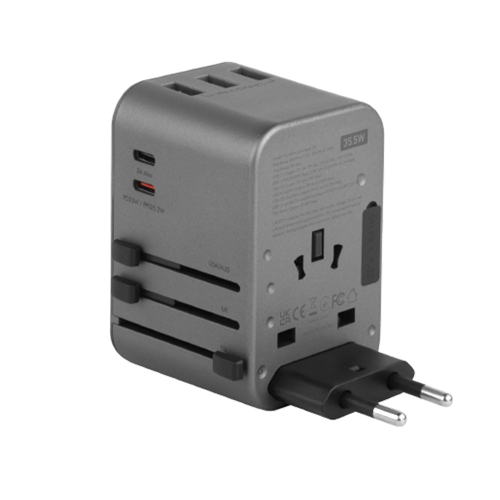 หัวแปลงปลั๊กไฟ Energea Universal Travel Adapter 35, 3A2C 35.5W Gunmetal