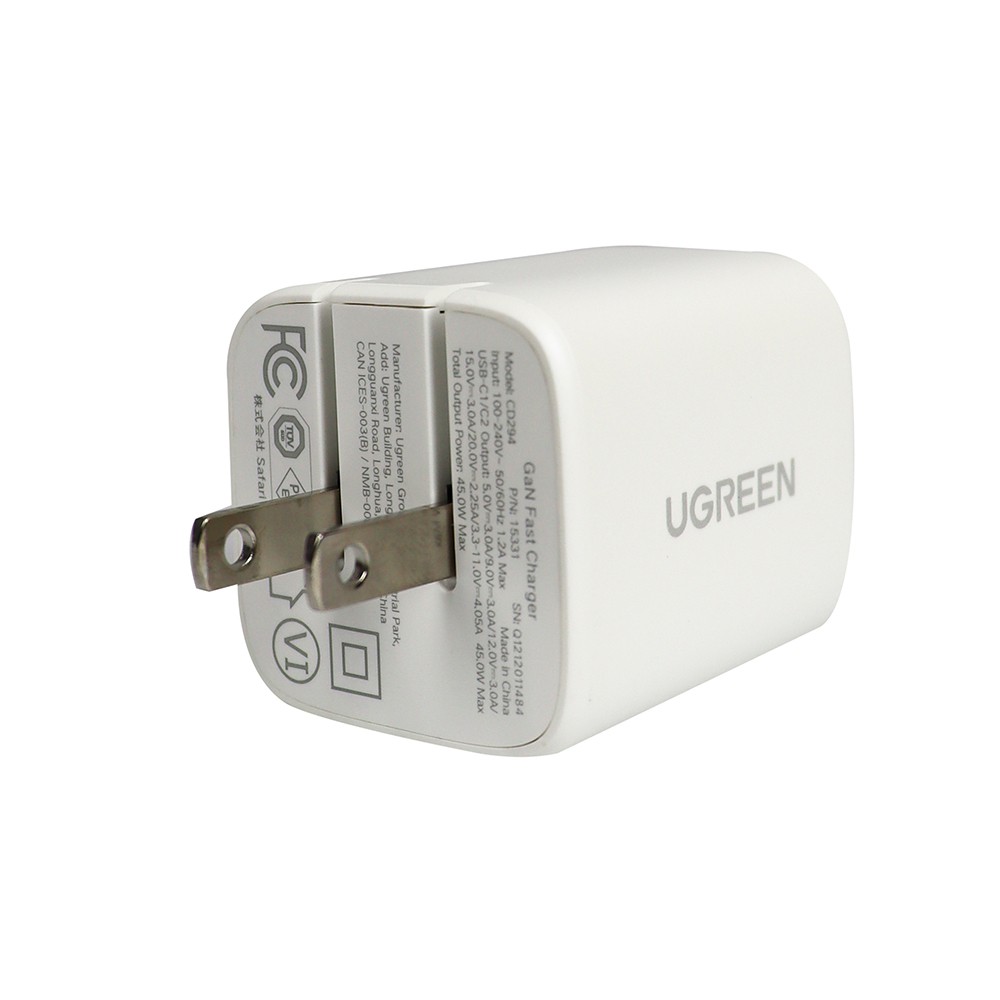 อะแดปเตอร์ UGREEN Wall Charger 2 USB-C White