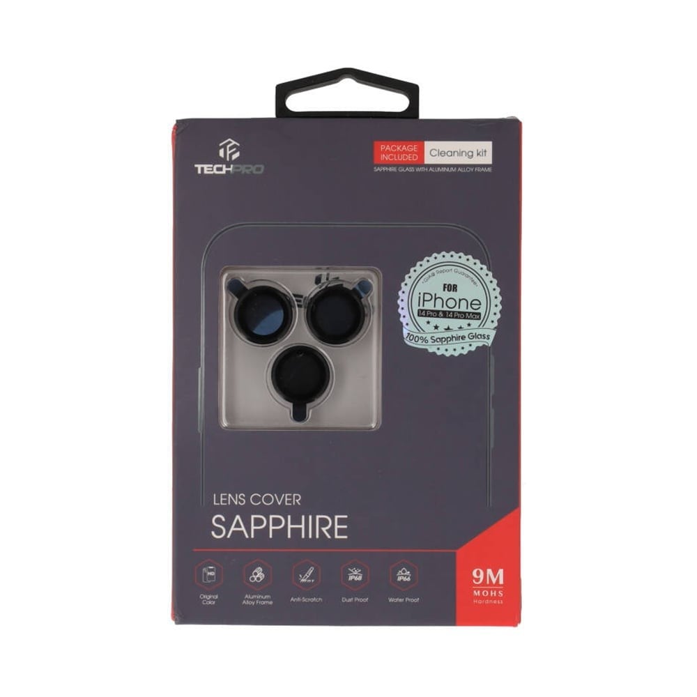 ครอบเลนส์ TECHPRO Sapphire Lens Protector iPhone 14 Pro/14 Pro Max Black