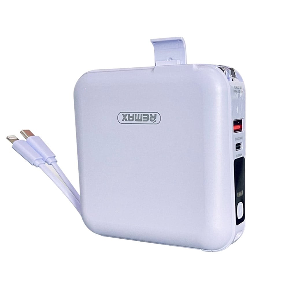 พาวเวอร์แบงค์ REMAX ความจุ 15000 mAh With Built In Cable and Adapter 20W / P15 Purple