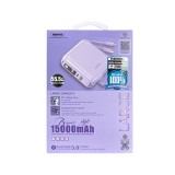 พาวเวอร์แบงค์ REMAX ความจุ 15000 mAh With Built In Cable and Adapter 20W / P15 Purple