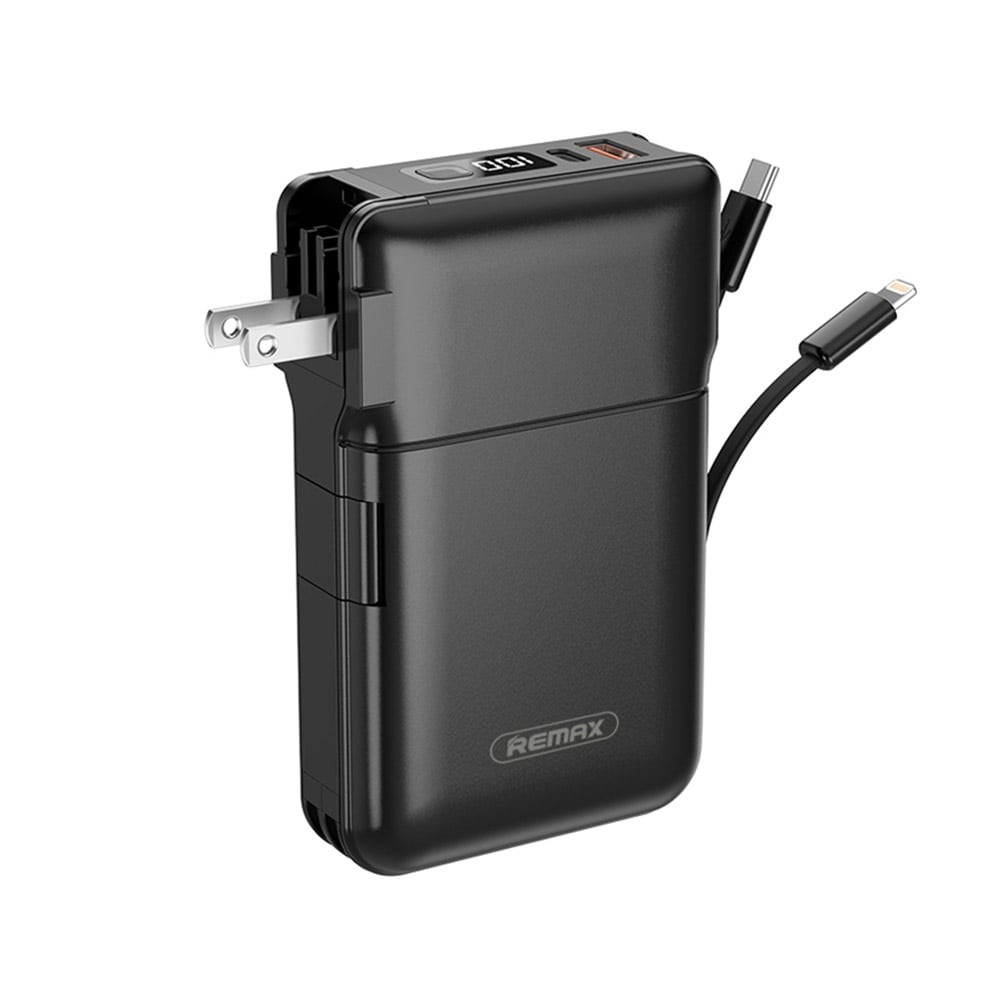 พาวเวอร์แบงค์ REMAX ความจุ 20000 mAh with Built In Cable and Adapter 22.5W Black