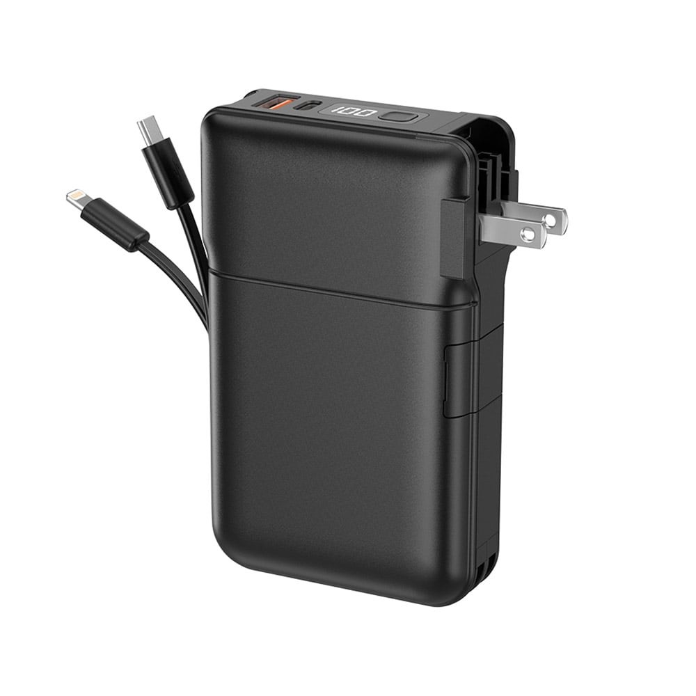 พาวเวอร์แบงค์ REMAX ความจุ 20000 mAh with Built In Cable and Adapter 22.5W Black