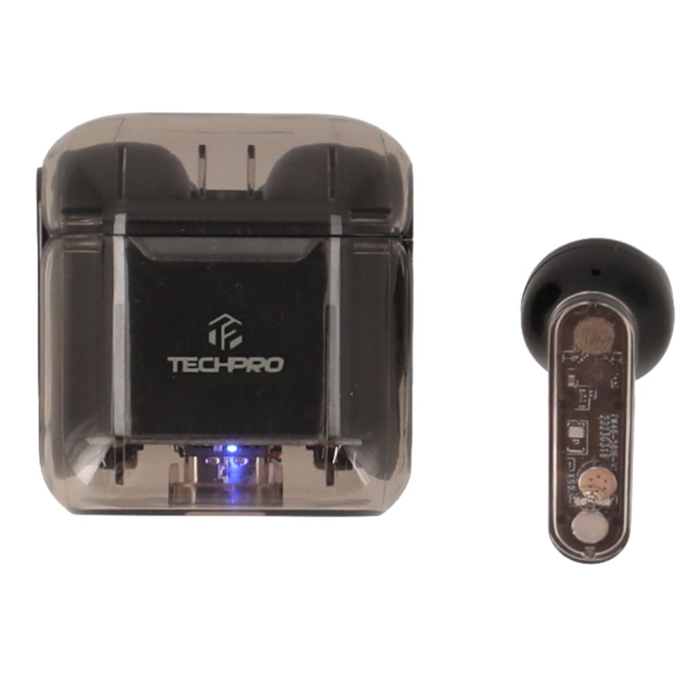 หูฟังไร้สาย TECHPRO TWS Transparent T01 Black