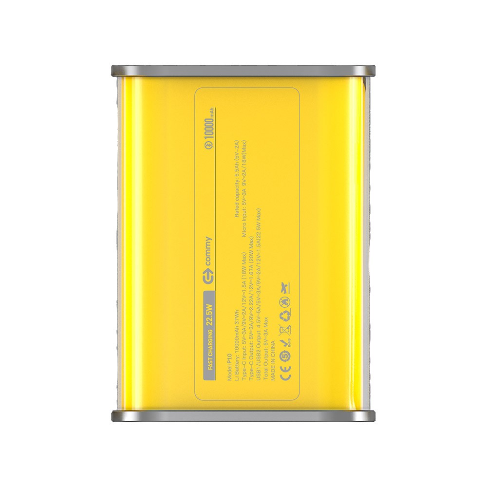 พาวเวอร์เเบงค์ COMMY ความจุ 10000 mAh P10 Yellow