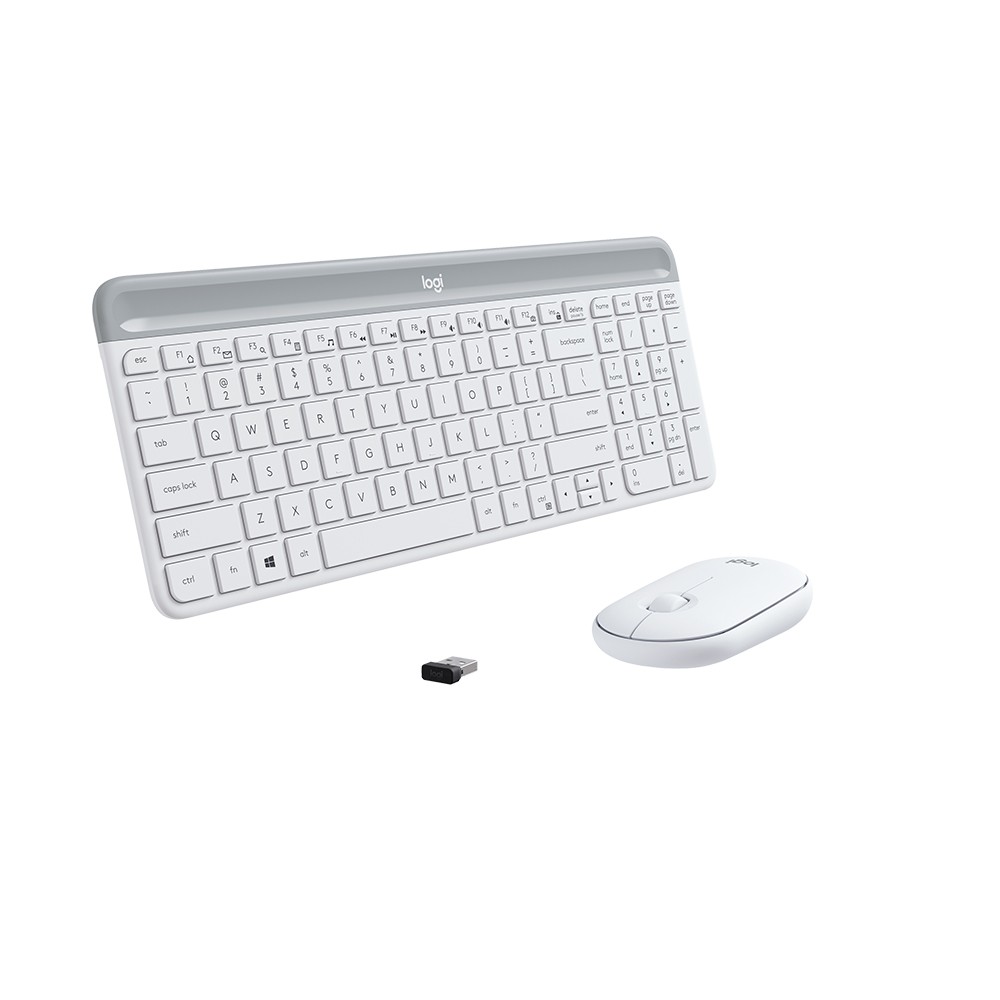 เมาส์และคีย์บอร์ด Logitech Wireless Mouse + Keyboard MK470 Slim Off White (TH/EN)