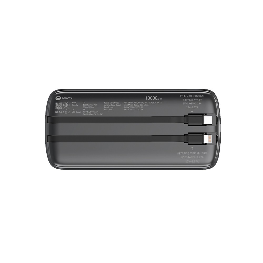 พาวเวอร์แบงค์ COMMY ความจุ 10,000 mAh P7 Black