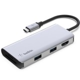 Belkin Port Hub 5-in-1 USB-C to HDMI + 2xUSB3.1 + TF + SD Gray