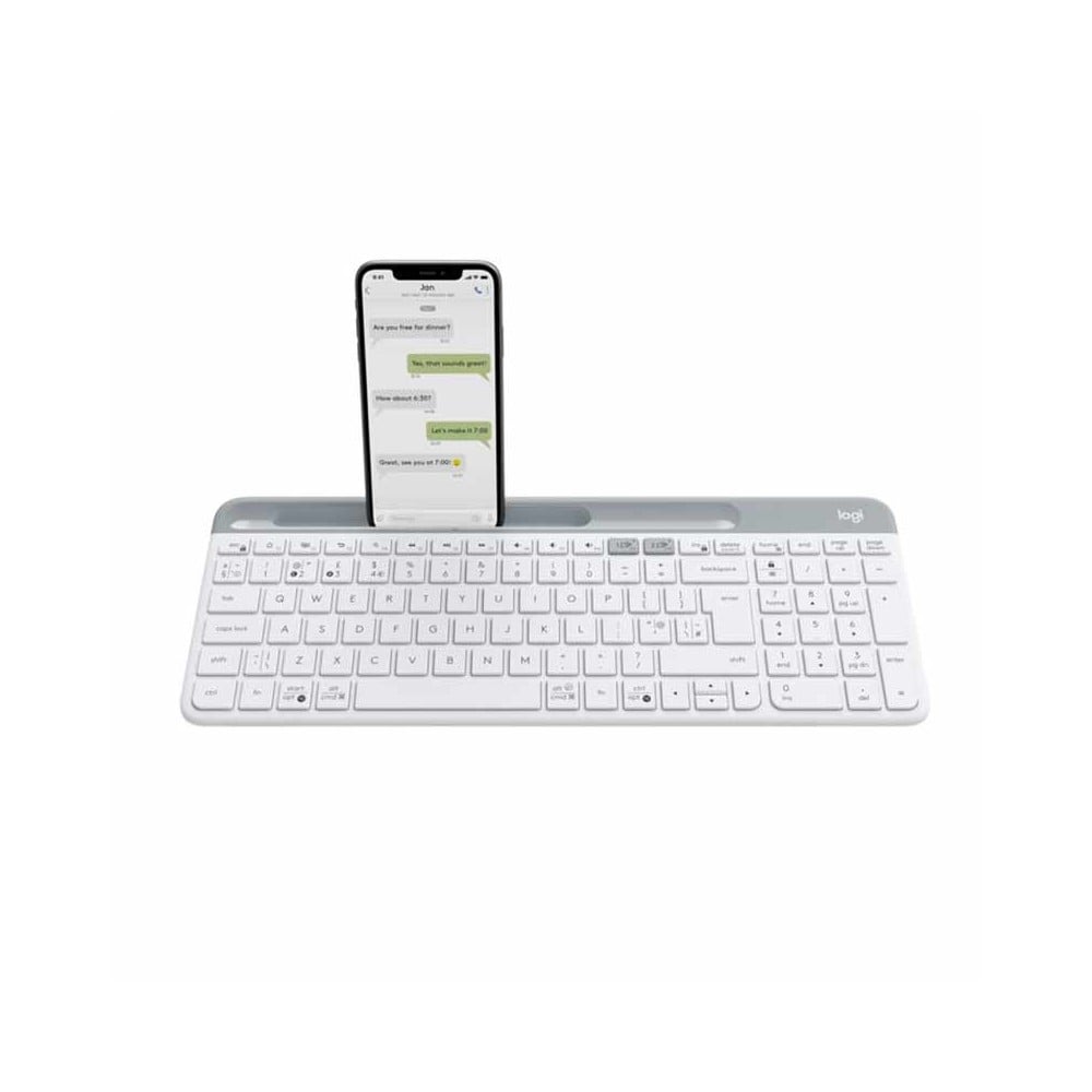 คีย์บอร์ดไร้สาย Logitech Bluetooth and Wireless Keyboard Multi-Device K580 Slim Off White (EN)