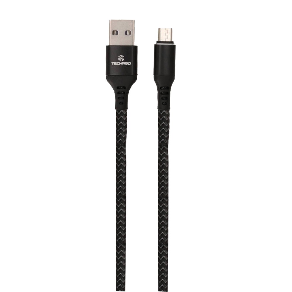 TECHPRO Micro USB Cable 3A Super Fast Charge 1M. TP-C04  - Nylon Black