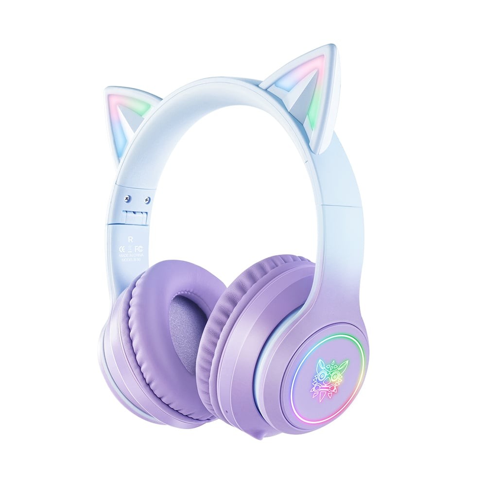 หูฟังเกมมิ่ง Onikuma B90 RGB Cat Ear Bluetooth 5.0 Purple Gradient