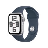 Apple Watch SE GPS 40mm Silver Aluminium Case with Storm Blue Sport Band - S/M - 2nd Gen