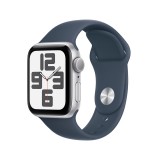 Apple Watch SE GPS 40mm Silver Aluminium Case with Storm Blue Sport Band - M/L (2023)