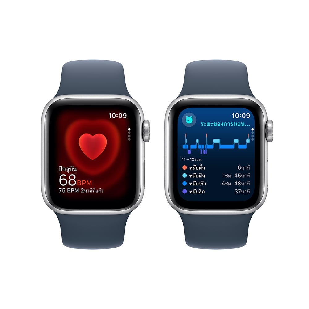 Apple Watch SE GPS 40mm Silver Aluminium Case with Storm Blue Sport Band - M/L (2023)