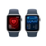 Apple Watch SE GPS 40mm Silver Aluminium Case with Storm Blue Sport Band - M/L (2023)