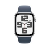 Apple Watch SE GPS 44mm Silver Aluminium Case with Storm Blue Sport Band - M/L (2023)