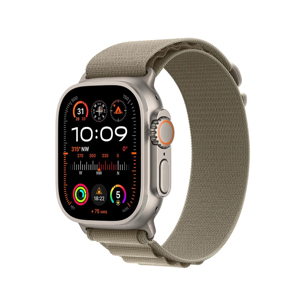 Apple Watch Ultra 2 GPS + Cellular 49mm Titanium Case with Olive Alpine Loop - Small