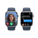 Apple Watch Series 9 GPS + Cellular 41mm Silver Stainless Steel Case with Storm Blue Sport Band - M/L