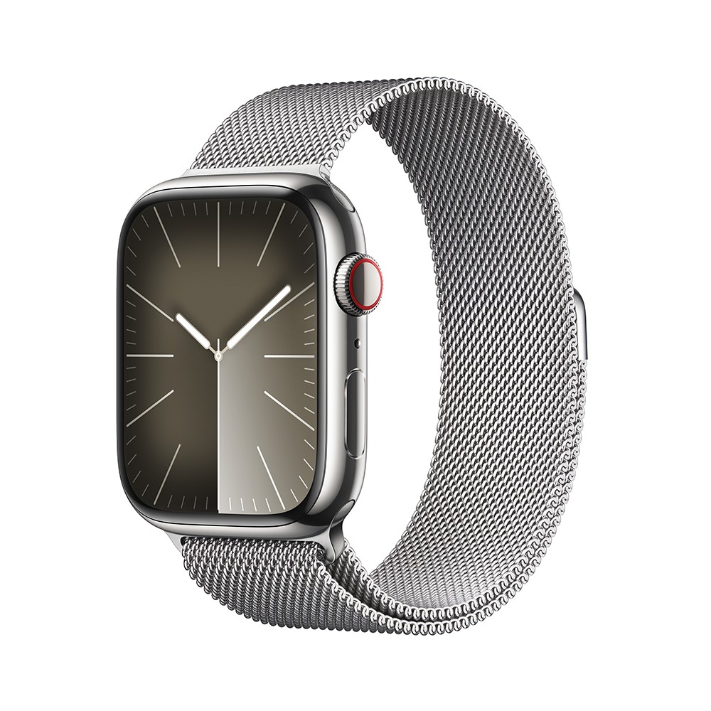 Apple Watch Series 9 GPS + Cellular 41mm Silver Stainless Steel Case with Silver Milanese Loop