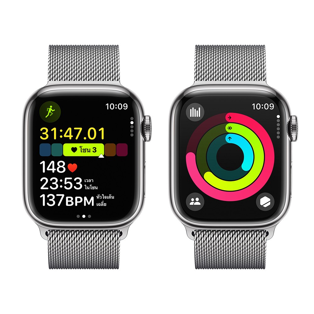 Apple Watch Series 9 GPS + Cellular 41mm Silver Stainless Steel Case with Silver Milanese Loop