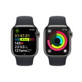 Apple Watch Series 9 GPS + Cellular 41mm Graphite Stainless Steel Case with Midnight Sport Band - M/L