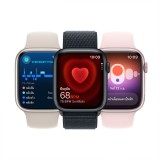 Apple Watch Series 9 GPS + Cellular 45mm Silver Stainless Steel Case with Storm Blue Sport Band - S/M