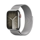 Apple Watch Series 9 GPS + Cellular 45mm Silver Stainless Steel Case with Silver Milanese Loop