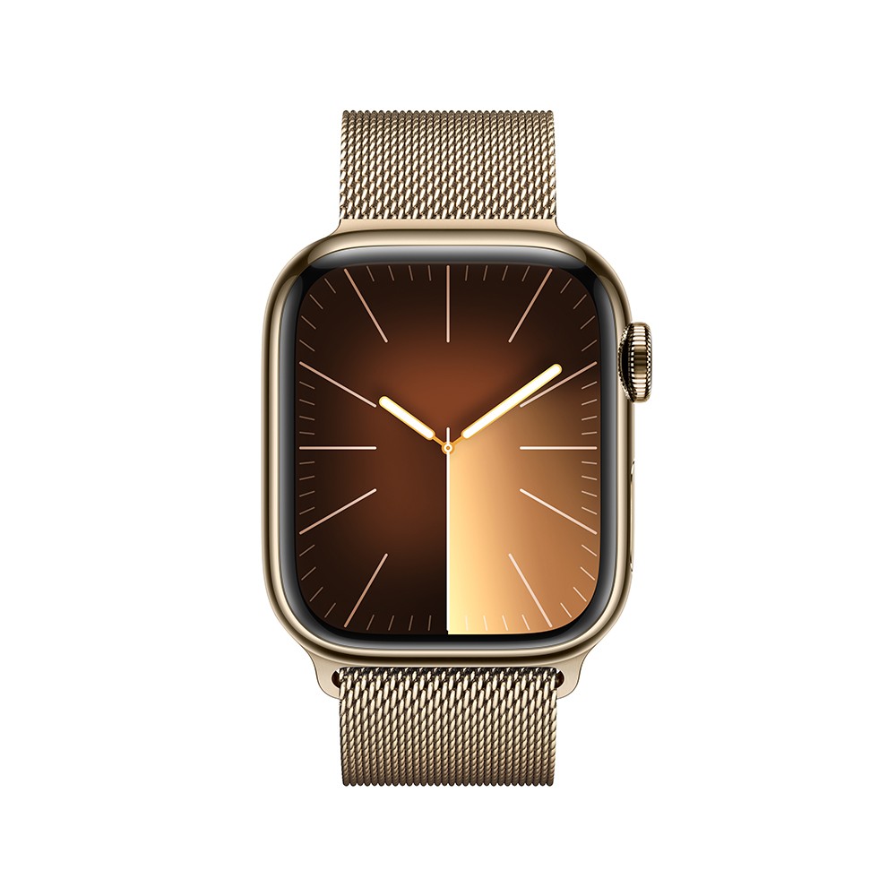 Apple Watch Series 9 GPS + Cellular 45mm Gold Stainless Steel Case with Gold Milanese Loop