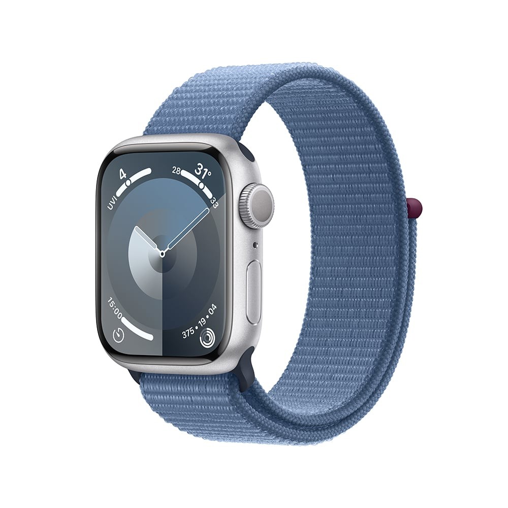 Apple Watch Series 9 GPS 41mm Silver Aluminium Case with Winter Blue Sport Loop